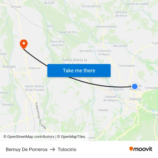 Bernuy De Porreros to Tolocirio map