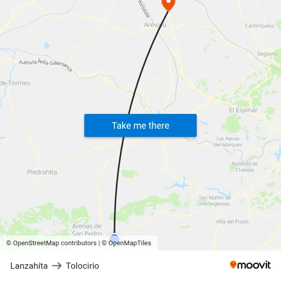 Lanzahíta to Tolocirio map