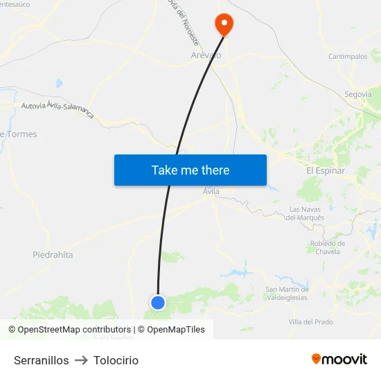 Serranillos to Tolocirio map
