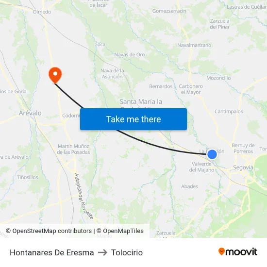 Hontanares De Eresma to Tolocirio map
