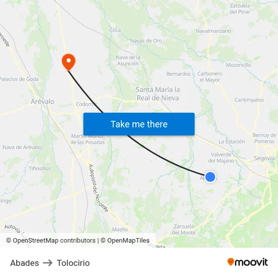 Abades to Tolocirio map