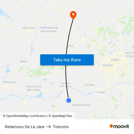 Retamoso De La Jara to Tolocirio map