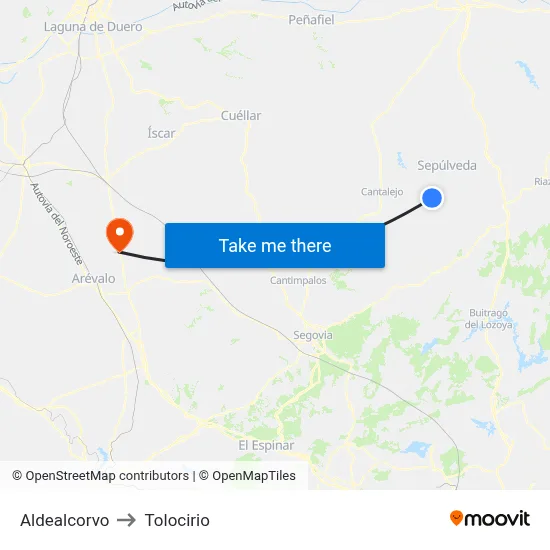 Aldealcorvo to Tolocirio map