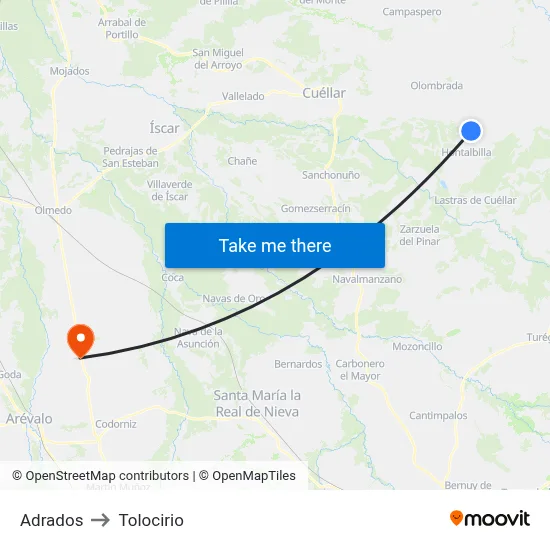 Adrados to Tolocirio map