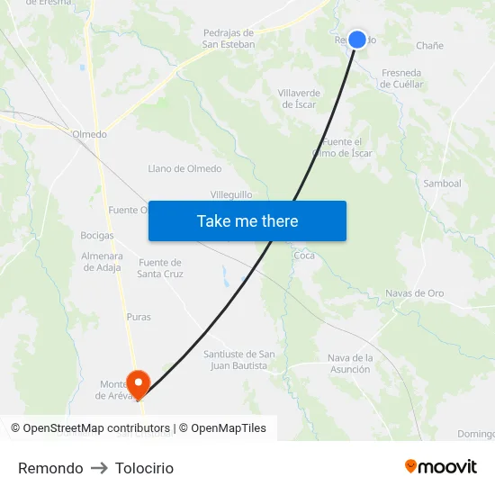 Remondo to Tolocirio map