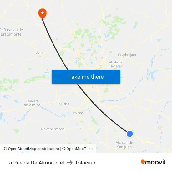 La Puebla De Almoradiel to Tolocirio map