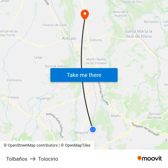 Tolbaños to Tolocirio map