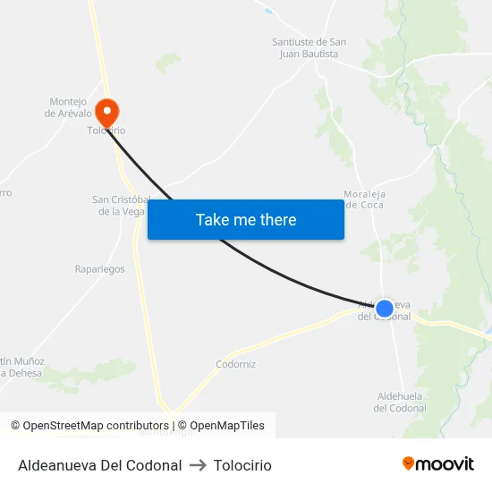 Aldeanueva Del Codonal to Tolocirio map
