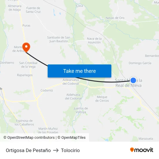 Ortigosa De Pestaño to Tolocirio map