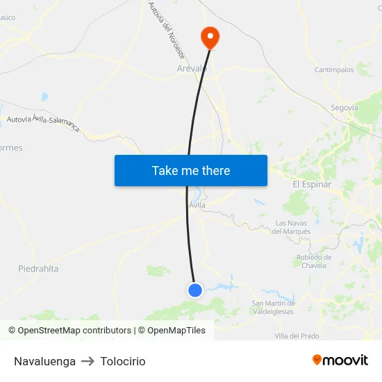 Navaluenga to Tolocirio map