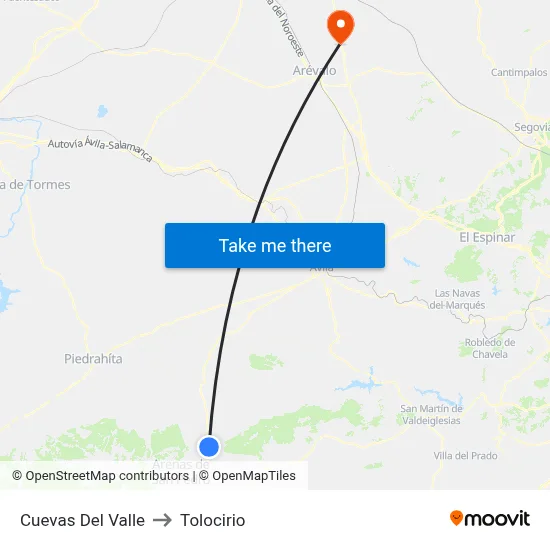 Cuevas Del Valle to Tolocirio map