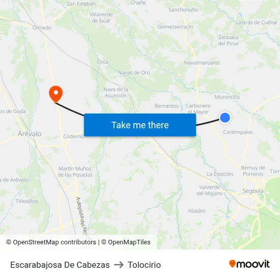 Escarabajosa De Cabezas to Tolocirio map