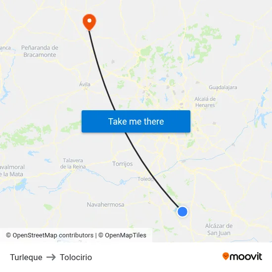 Turleque to Tolocirio map
