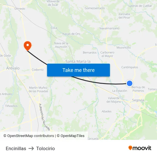 Encinillas to Tolocirio map