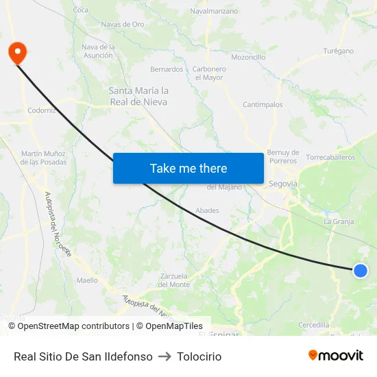 Real Sitio De San Ildefonso to Tolocirio map