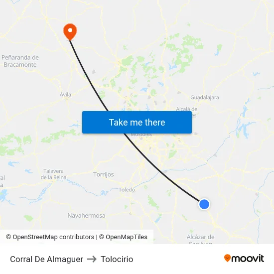 Corral De Almaguer to Tolocirio map