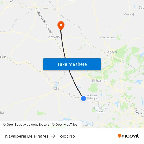 Navalperal De Pinares to Tolocirio map
