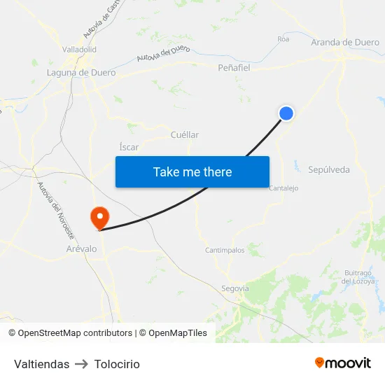 Valtiendas to Tolocirio map