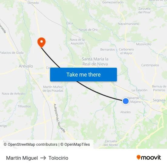 Martín Miguel to Tolocirio map