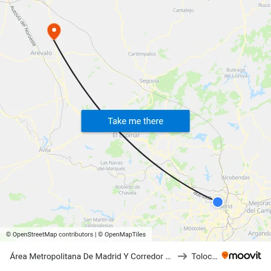 Área Metropolitana De Madrid Y Corredor Del Henares to Tolocirio map