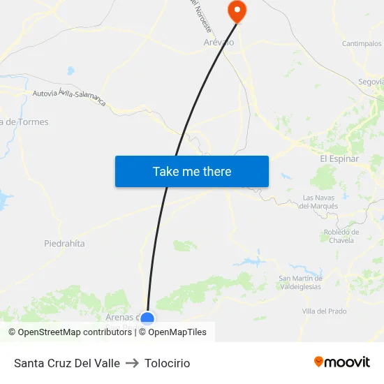 Santa Cruz Del Valle to Tolocirio map