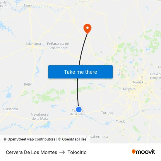 Cervera De Los Montes to Tolocirio map