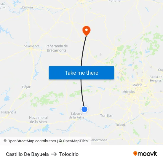 Castillo De Bayuela to Tolocirio map