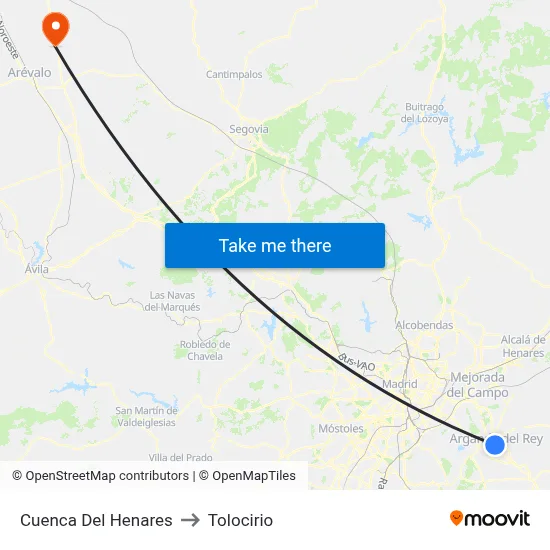 Cuenca Del Henares to Tolocirio map