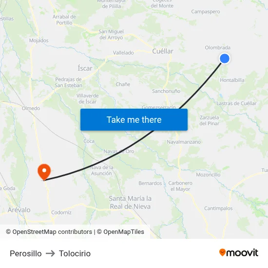 Perosillo to Tolocirio map