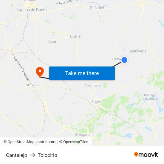 Cantalejo to Tolocirio map