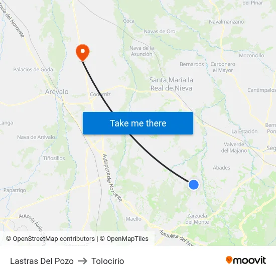 Lastras Del Pozo to Tolocirio map