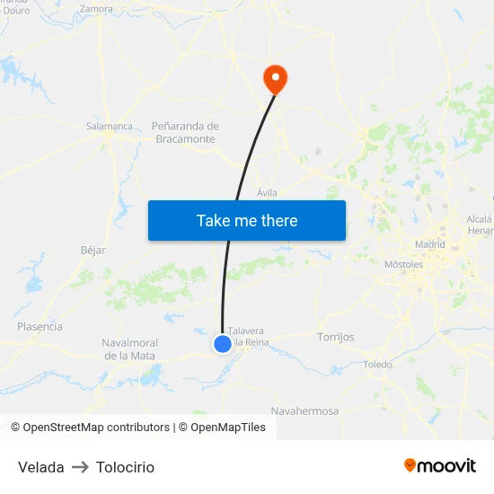 Velada to Tolocirio map