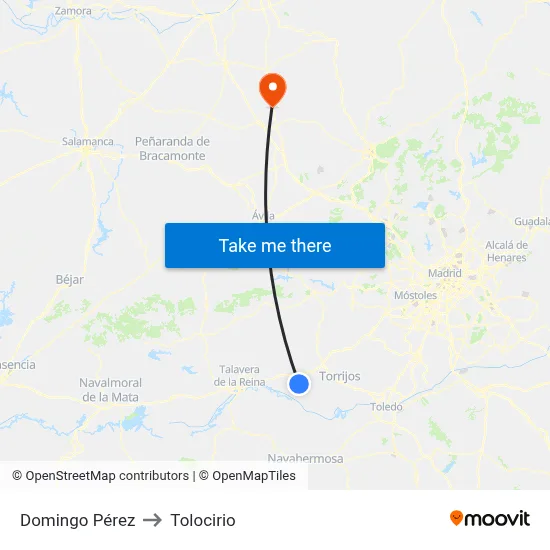 Domingo Pérez to Tolocirio map