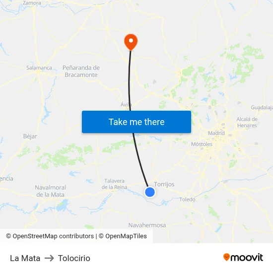 La Mata to Tolocirio map