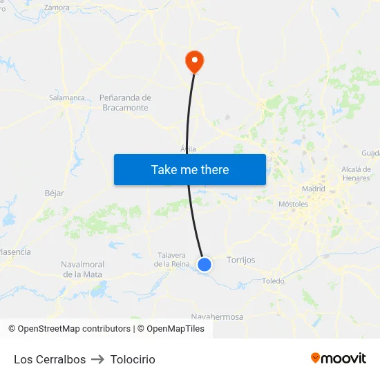 Los Cerralbos to Tolocirio map