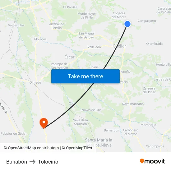 Bahabón to Tolocirio map