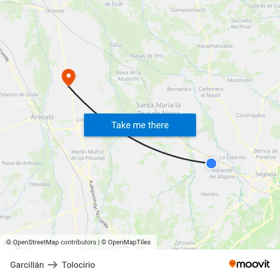 Garcillán to Tolocirio map