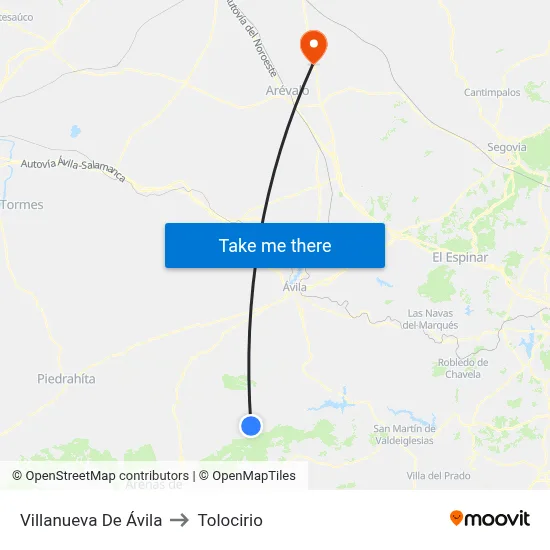 Villanueva De Ávila to Tolocirio map