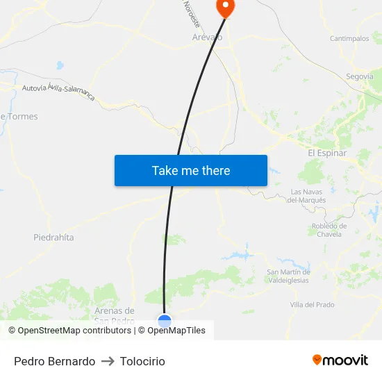 Pedro Bernardo to Tolocirio map