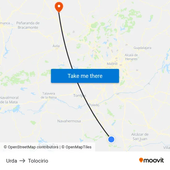 Urda to Tolocirio map