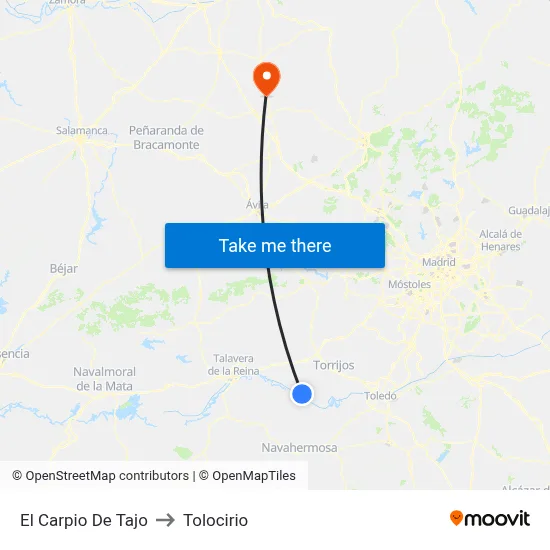 El Carpio De Tajo to Tolocirio map