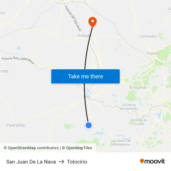 San Juan De La Nava to Tolocirio map
