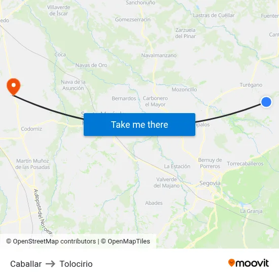 Caballar to Tolocirio map