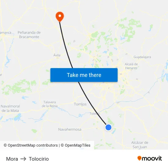 Mora to Tolocirio map