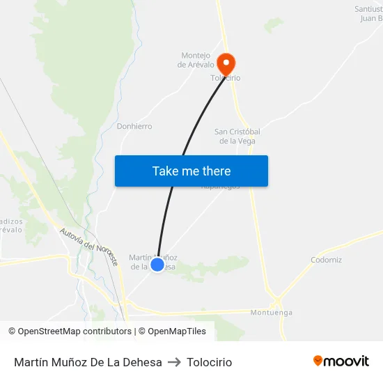 Martín Muñoz De La Dehesa to Tolocirio map