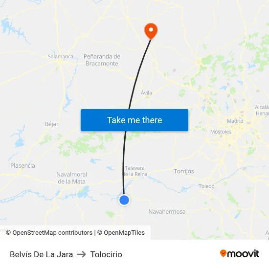 Belvís De La Jara to Tolocirio map