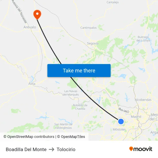 Boadilla Del Monte to Tolocirio map