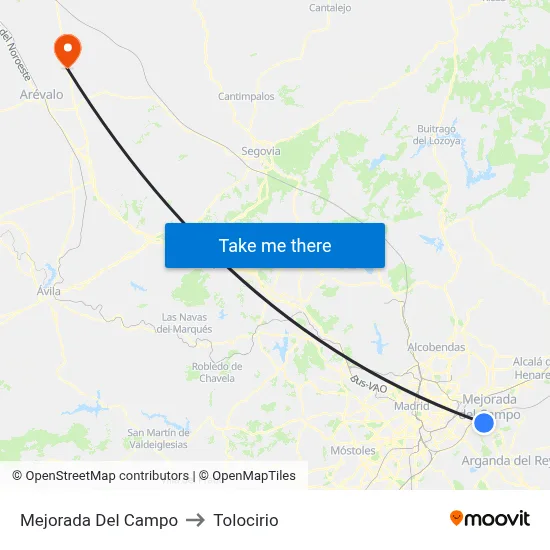 Mejorada Del Campo to Tolocirio map