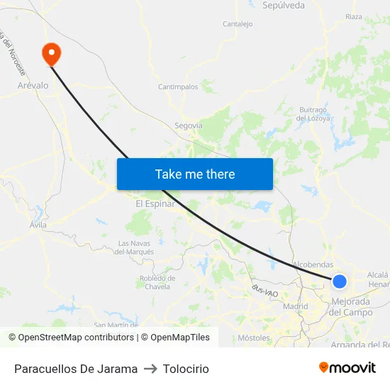 Paracuellos De Jarama to Tolocirio map