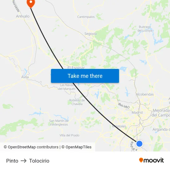 Pinto to Tolocirio map